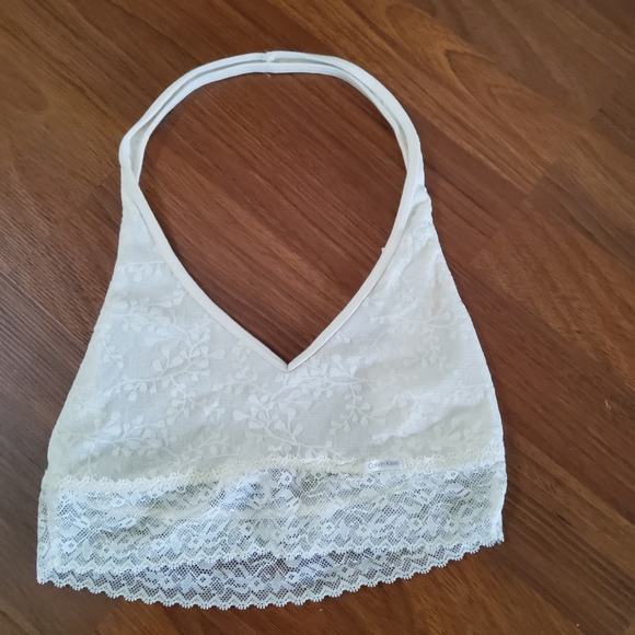 CALVIN KLEIN Bare Lace Unlined Halter Bralette Size S New - Picture 4 of 9
